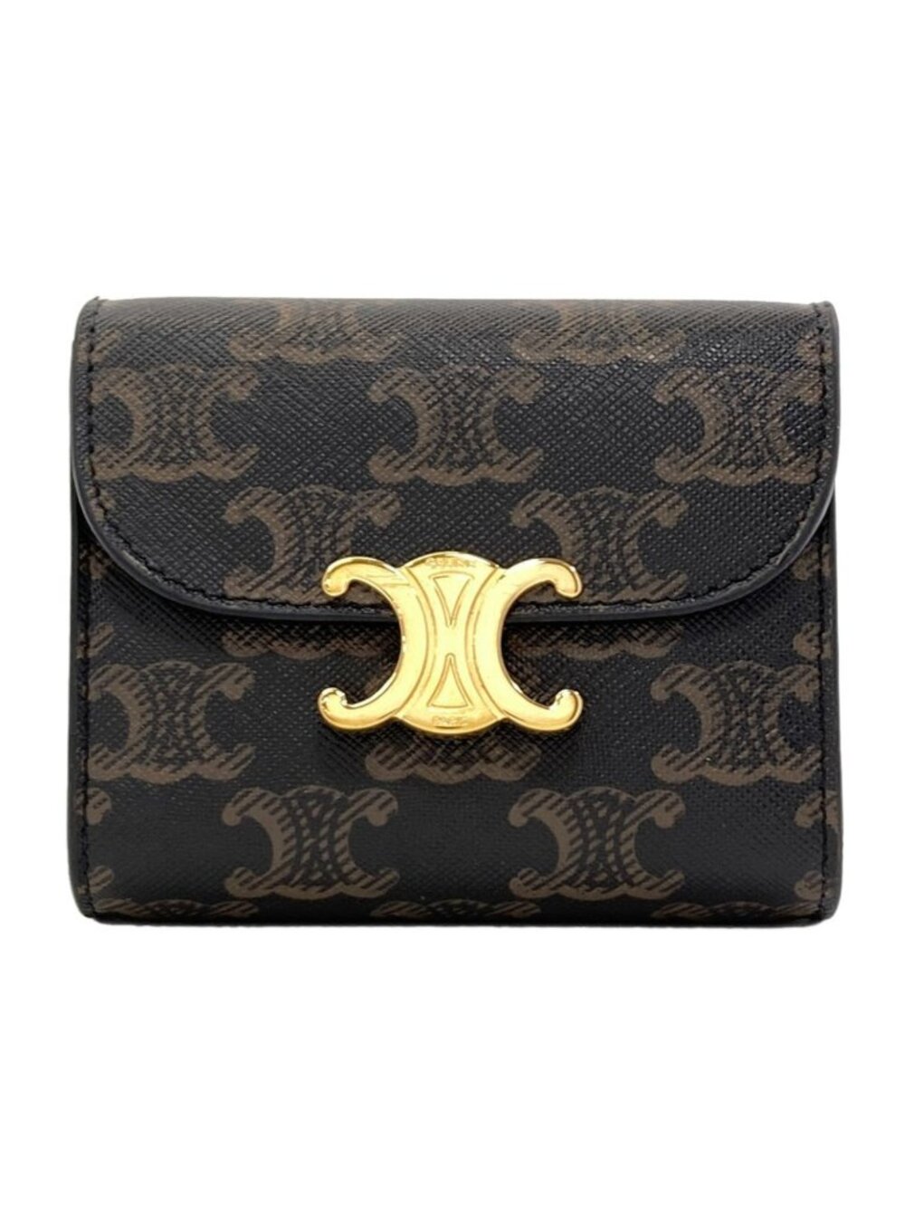Celine Small Flap Wallet Triomphe Trifold Leather